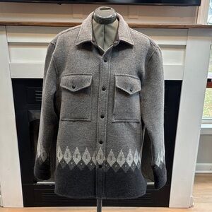 J. Crew Gray Diamond Pattern Shirt Jacket